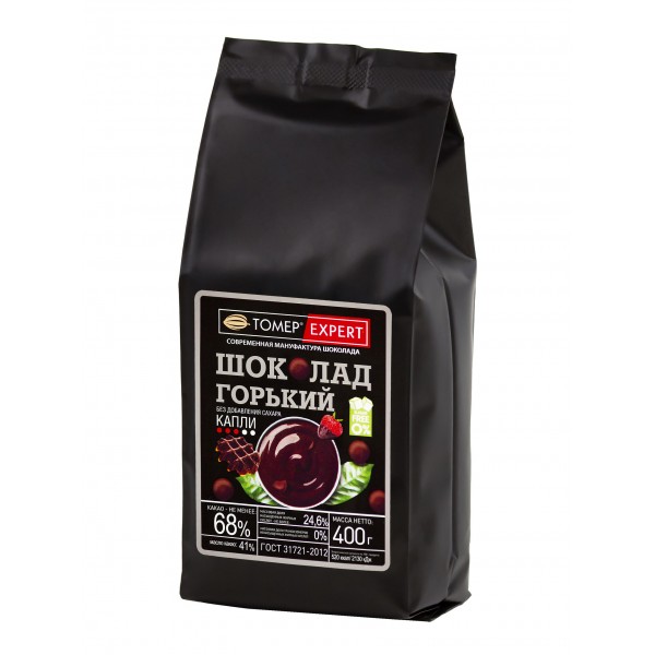 Шоколад Горький 68% без сахара в каллетах (каплях) - 400 г